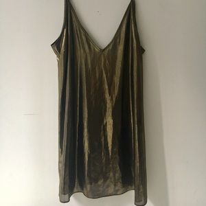 Plunge Foil Slip Dress